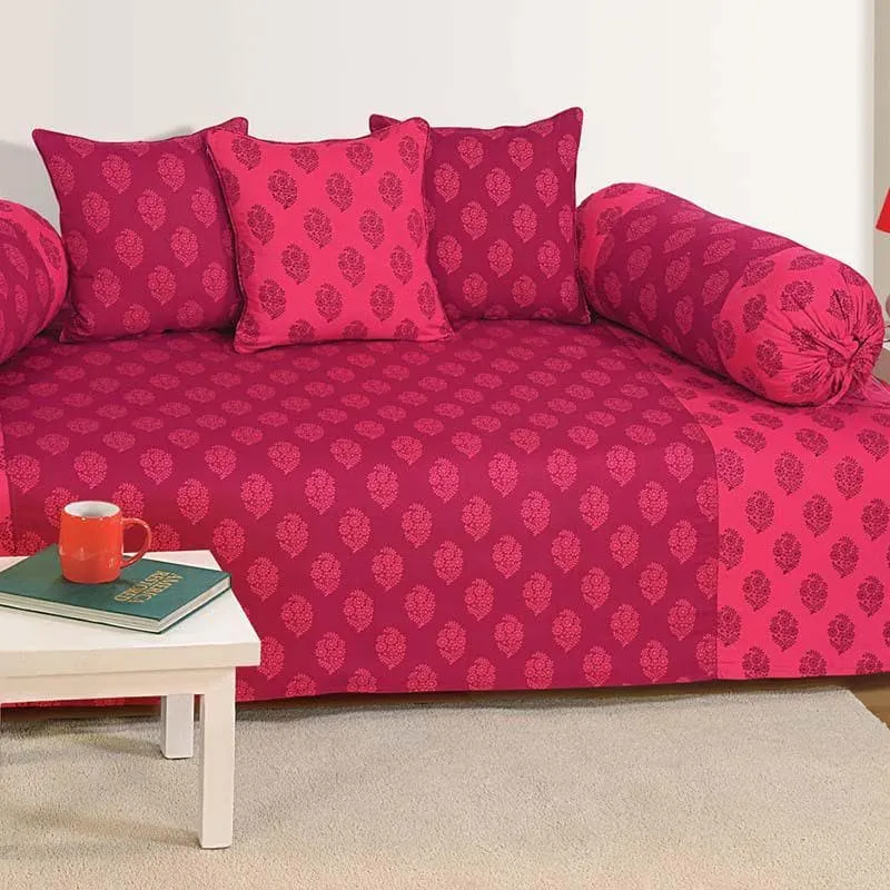 Swayam Rajastha Cotton Diwan Set (Pink) - Six Piece Set media 1