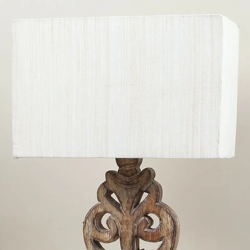 Urbane Deco Mango Wood Table Lamp - White,Brown media 3