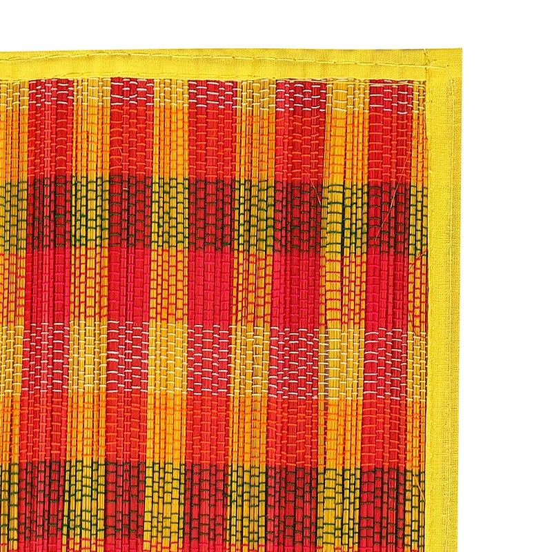Chequered Zen Bamboo Coaster (Yellow) - Set Of Six media 4