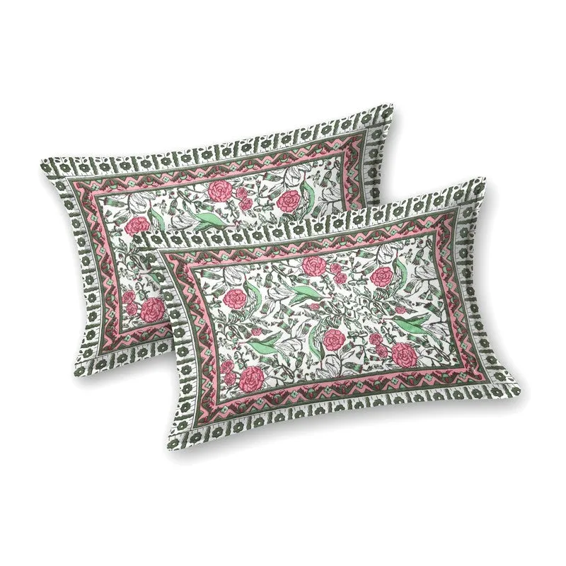 Formum Cotton Bedsheet (Pink,Green) - 240 TC media 4