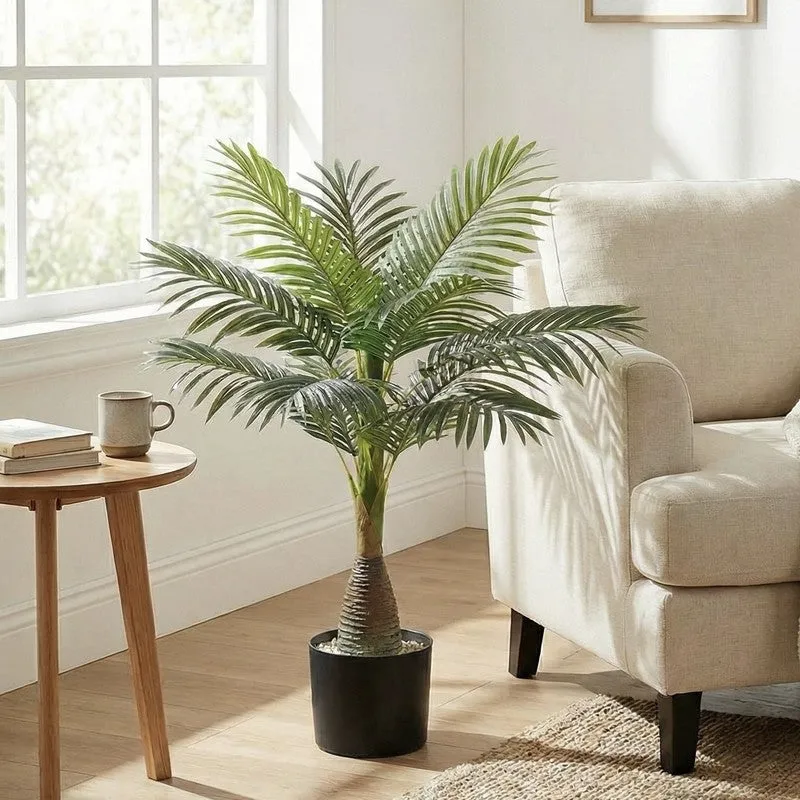 Grevol Artificial Bottle Areca Palm Plant With Black Plastic Pot  3 ft media 3