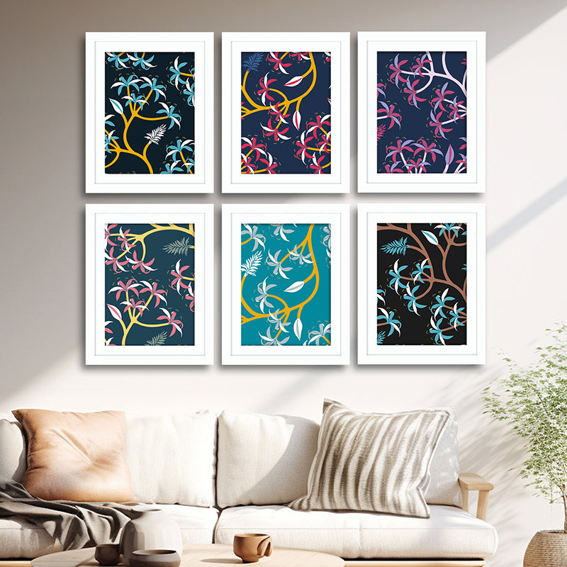 Modern Colors Wall Art With Frame - Set Of Six