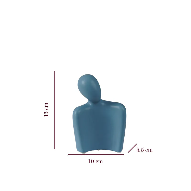 Dual Embrace Abstract Painted Resin Showpiece (Blue) - Set Of Two media 7