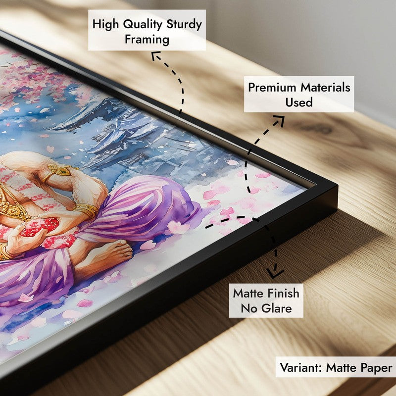 Divine Chiranjeevi Spiritual Archival Paper Wall Painting With Frame - Black media 7