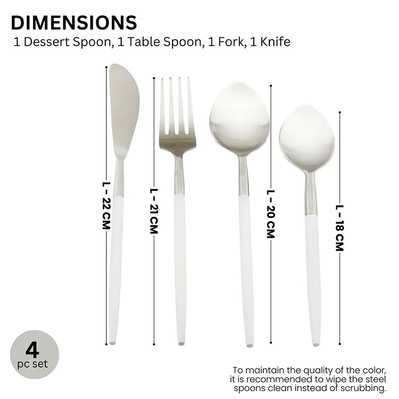 Stirling Cutlery Set (Silver & White) - Four Piece Set media 8