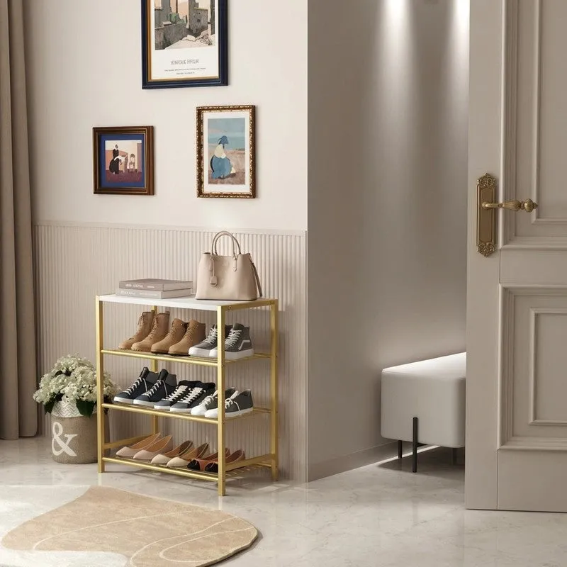 Premium Metal Shoe Rack - Gold,White media 4