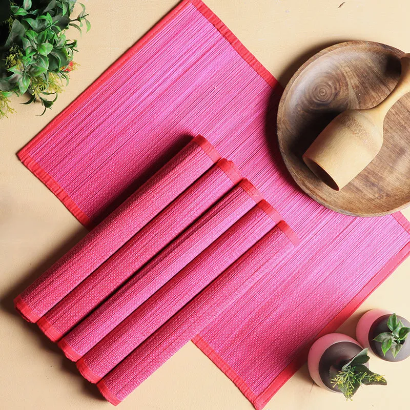 Woodland Nest Bamboo Table Mat (Pink) - Set Of Six media 1