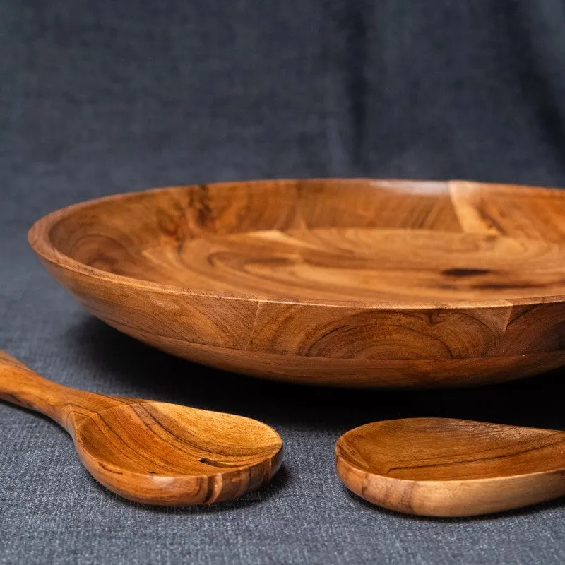 Verdant Shallow Wood Salad Bowl with Serving Spoons (1500 mL) - Three Piece Set media 7