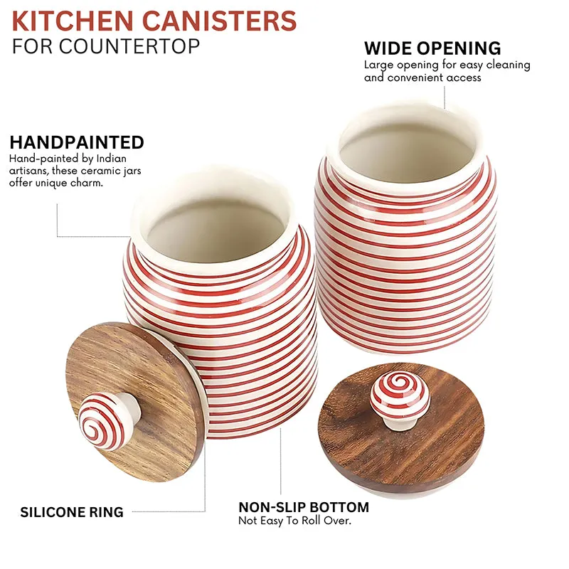 Tiare Ceramic Jar (Red/300 mL) - Set Of Two media 4