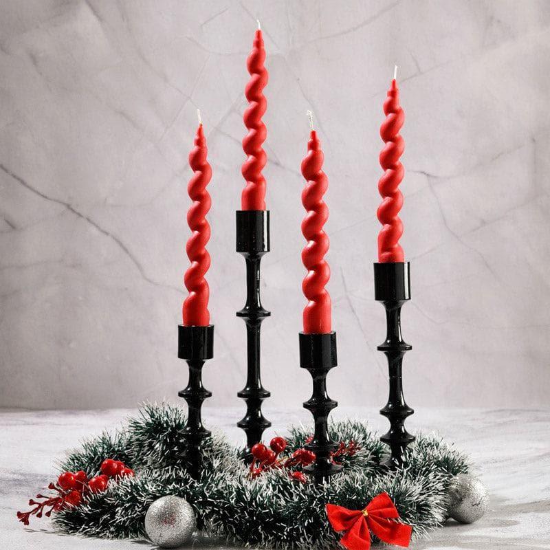 Elegant Red Spiral Taper Scented Candles - Set of Four media 4