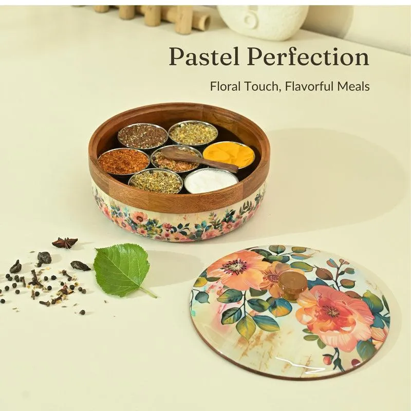 Pushpa Paatra Handcrafted Mango Wood Masala Box - 3