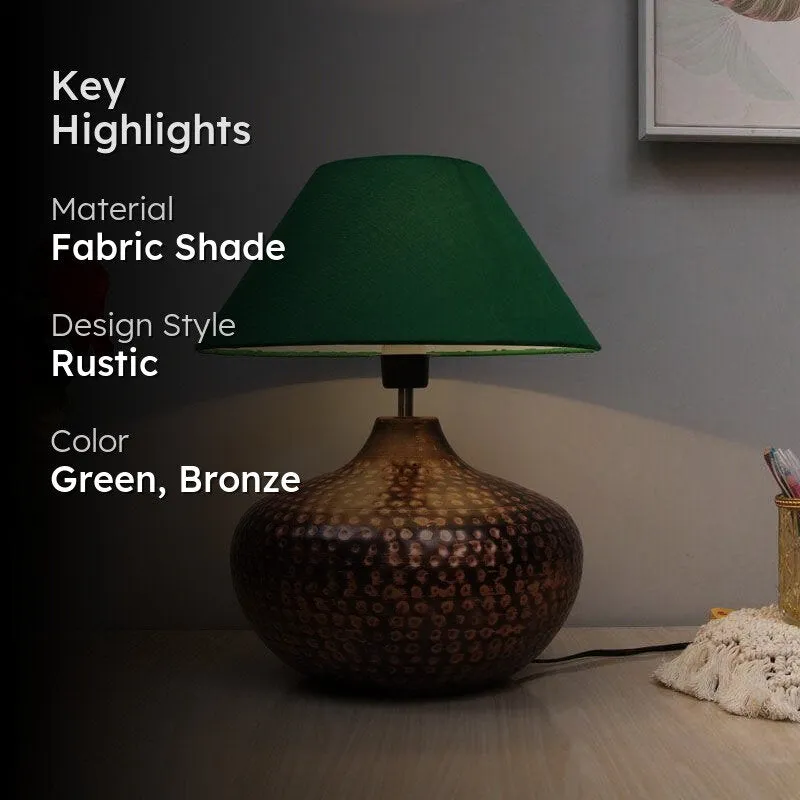 Nihita Fabric Table Lamp - Green,Bronze media 2