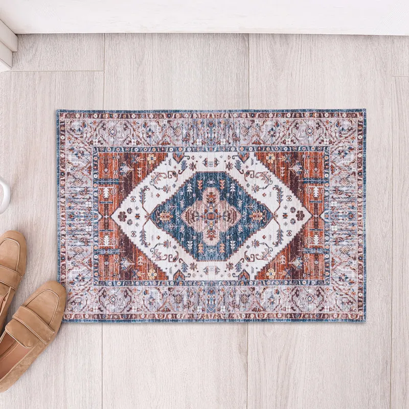 Orlena Cotton Door Mats - White & Red media 5