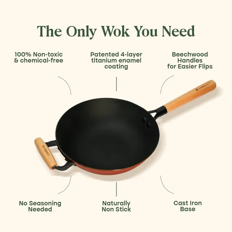 Cumin Co Enamel Cast Iron Wok (1500 mL) - Rust media 7