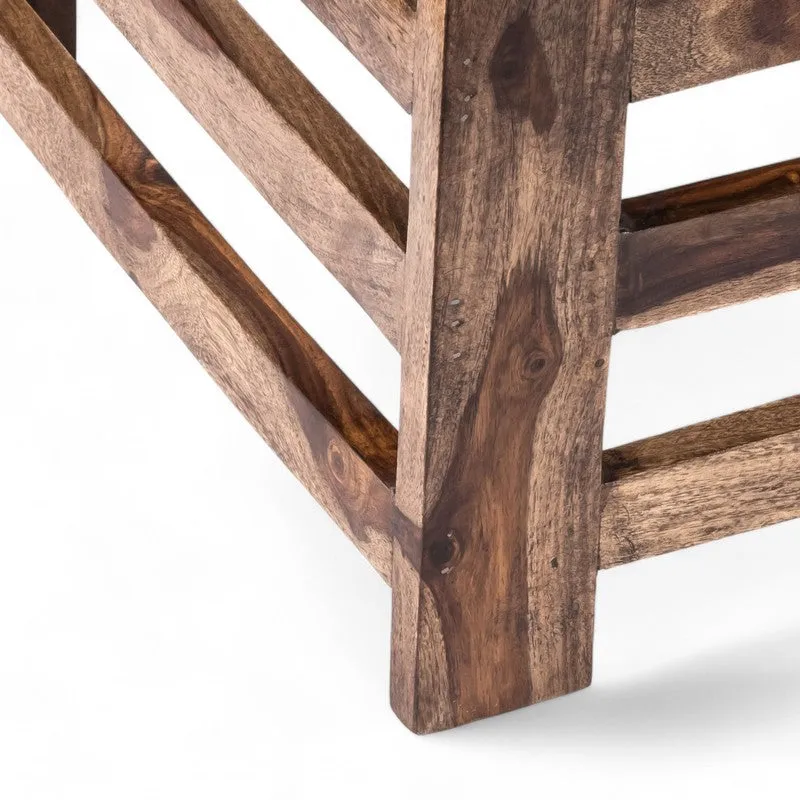 Tirox Sheesham Wooden Bench with Stool (Blue) - Two Piece Set media 5