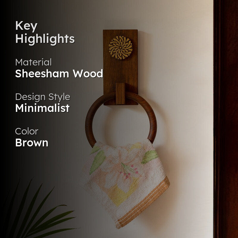 Madera Handcarved Sheesham Wood Towel Holder media 2