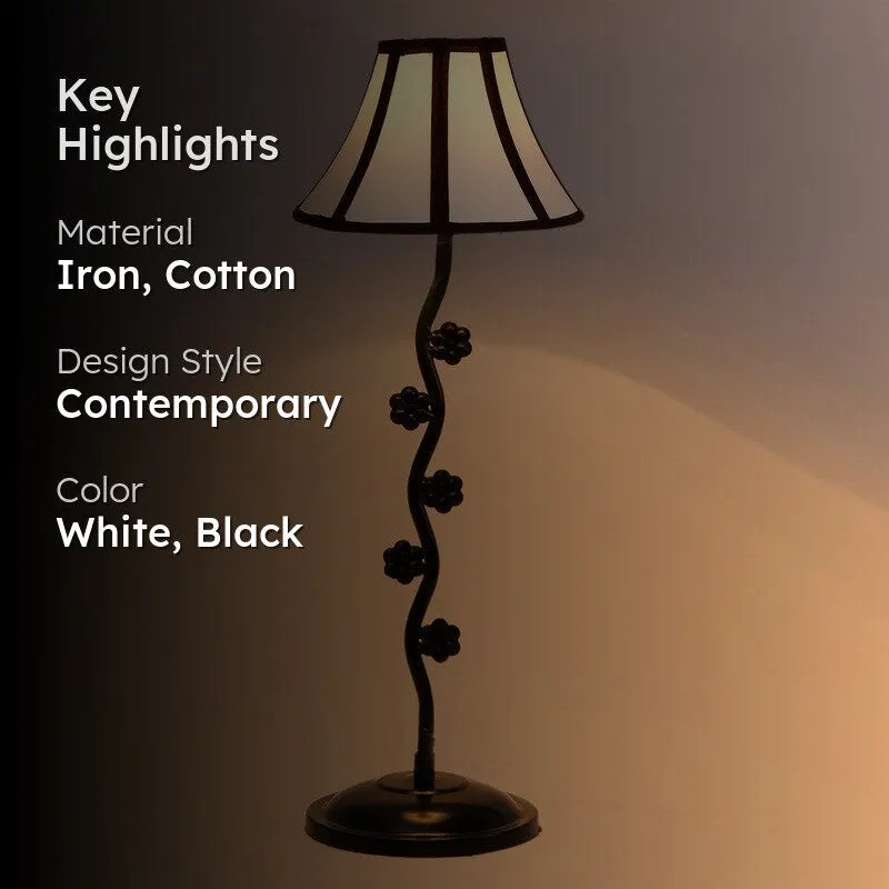 Lunarisque Cotton Table Lamp With Iron Base - White media 2