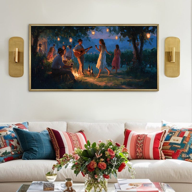 Firelight Serenade Canvas Wall Painting With Frame
