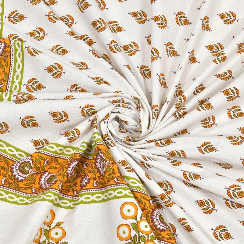 Nestva Cotton Bedsheet (White,Yellow) - 240 TC media 5
