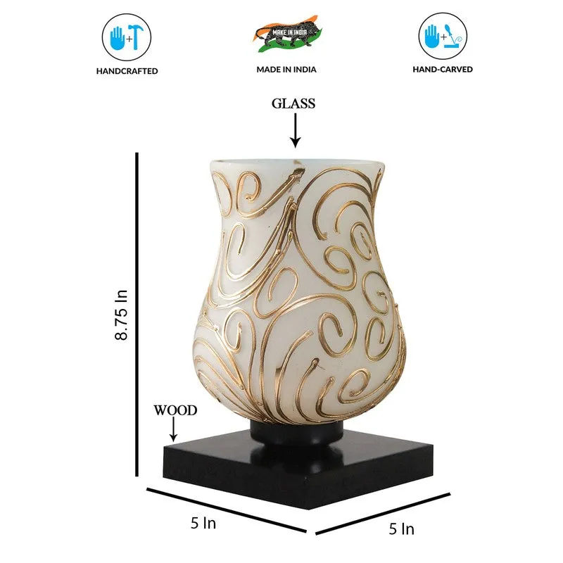 Orelis Mosaic Glass Table Lamp - White & Gold media 9