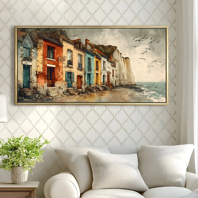 Vintage Coastal Cliff Houses Wall Art media 3
