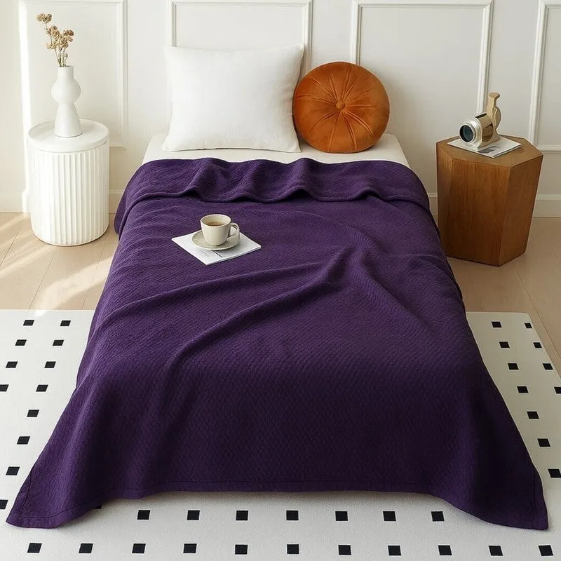 Plushyn Solid Woolen Blanket (Blue) - 300 GSM media 1
