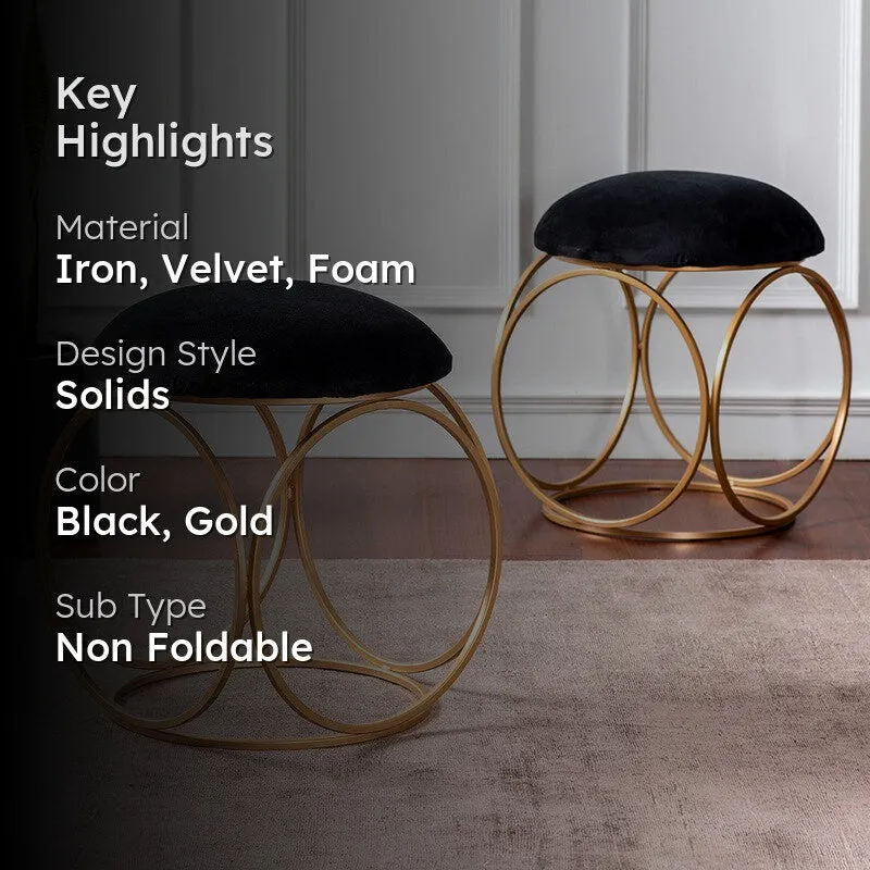 Adina Velvet Stool (Black & Gold) - Set Of Two media 2