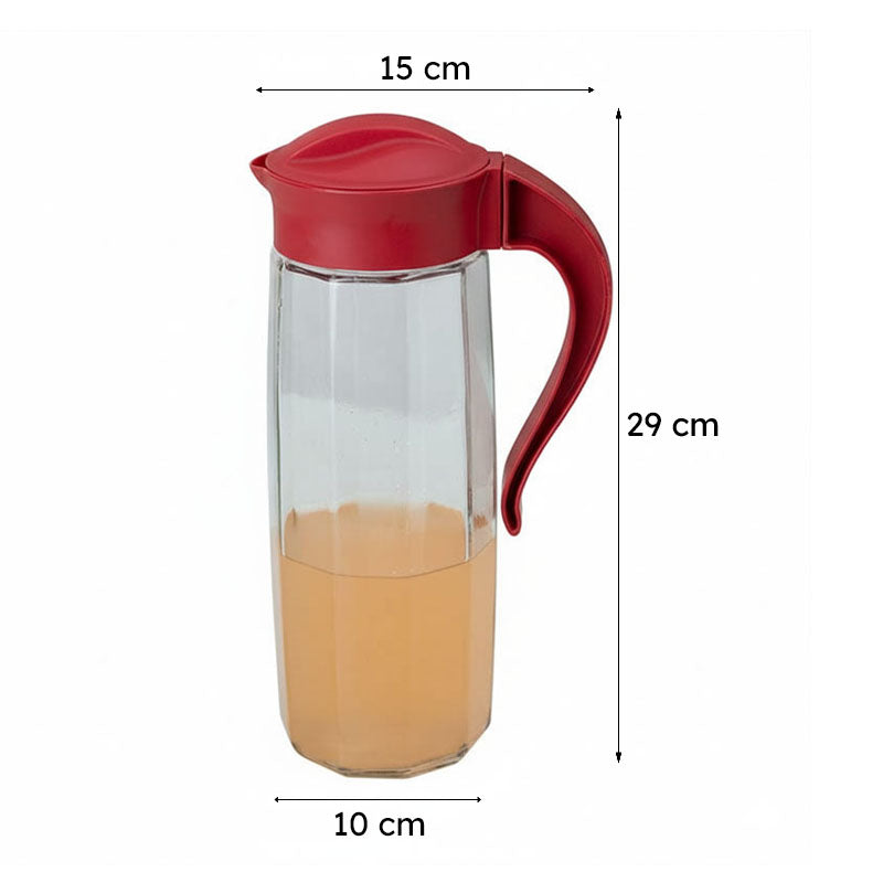 Domana Fersha Transparent Jug With Lid (Red) - 1600 mL media 5