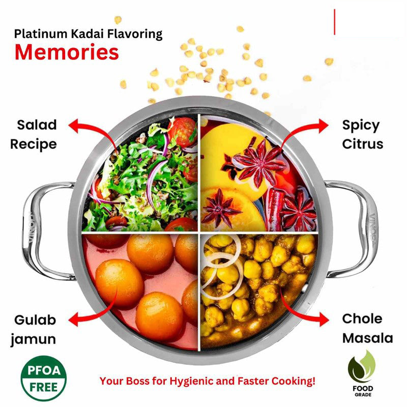Vinod Orren Stainless Steel Kadhai With Lid - 1200 mL/12 Inches media 4