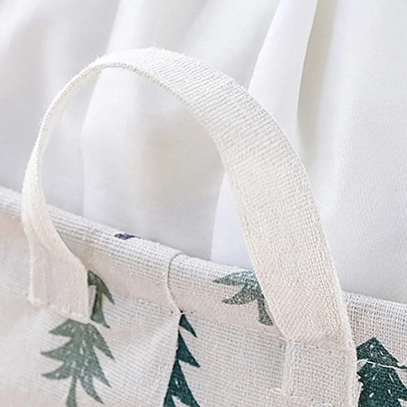 Foldable Fabric Laundry Basket Deer & Pine Tree Print Storage Bin media 7