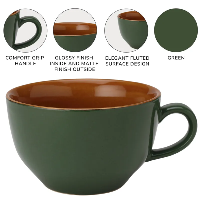 Ruby Ceramic Coffee Mug (350 mL) - Green & Brown media 5