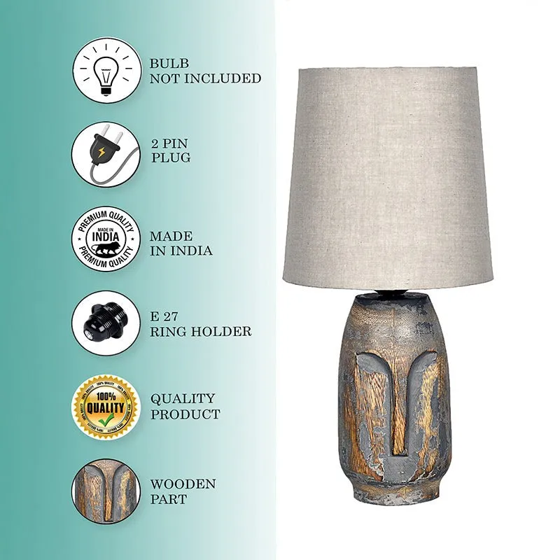 Heracles Carved Fabric Table Lamp - Grey,White media 5
