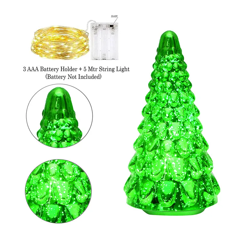 Vibrant Pine Xmas Tree Glass Table Lamp - Green media 5