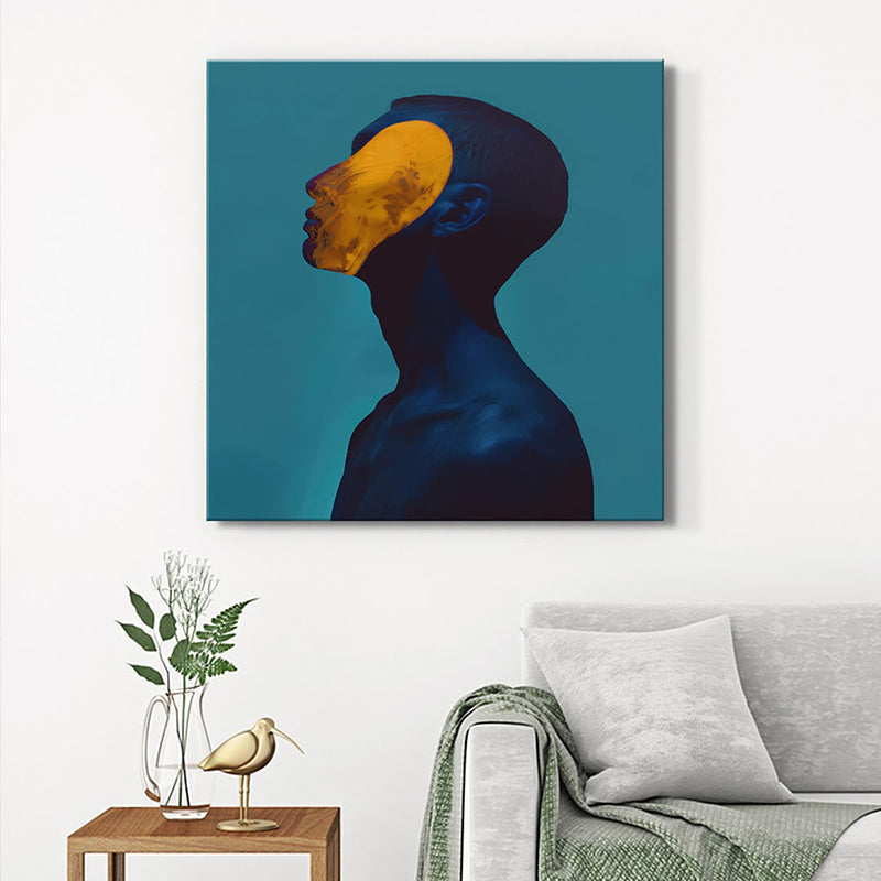 Yellow Mask Poly Canvas Wall Painting