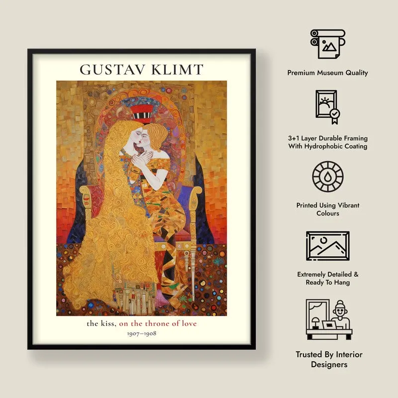 Kiss of Love Gustav Klimt Archival Canvas Wall Painting - Black Frame media 8