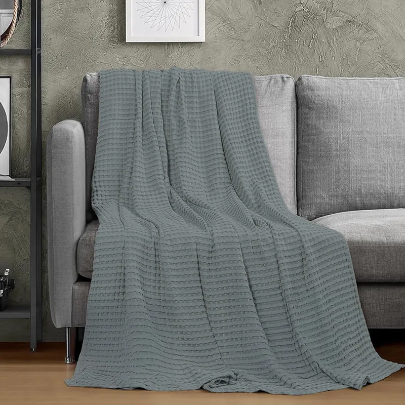 Urban Space Waffle Cotton Blanket (Grey) - 250 GSM media 1