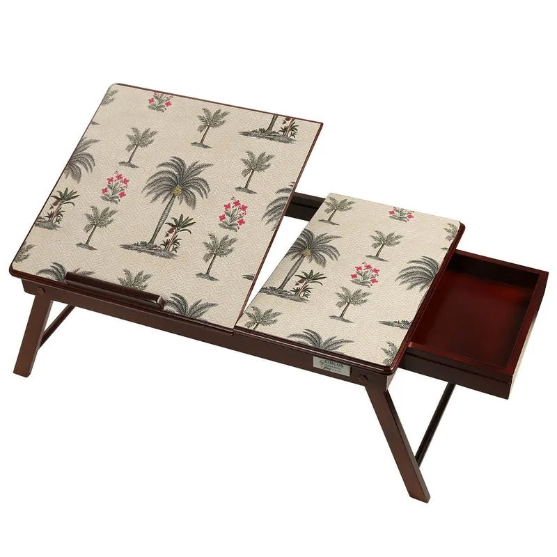 India Circus Teak Wood Chevron Palms Laptop Table media 4