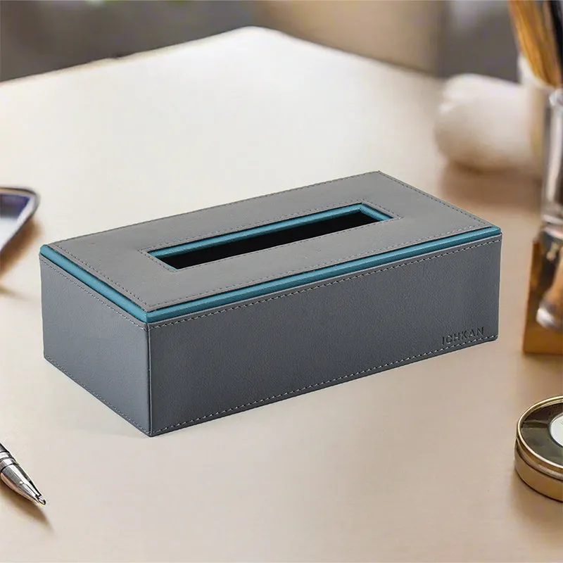 Tisca Edge Faux Leather Tissue Box - Grey media 1