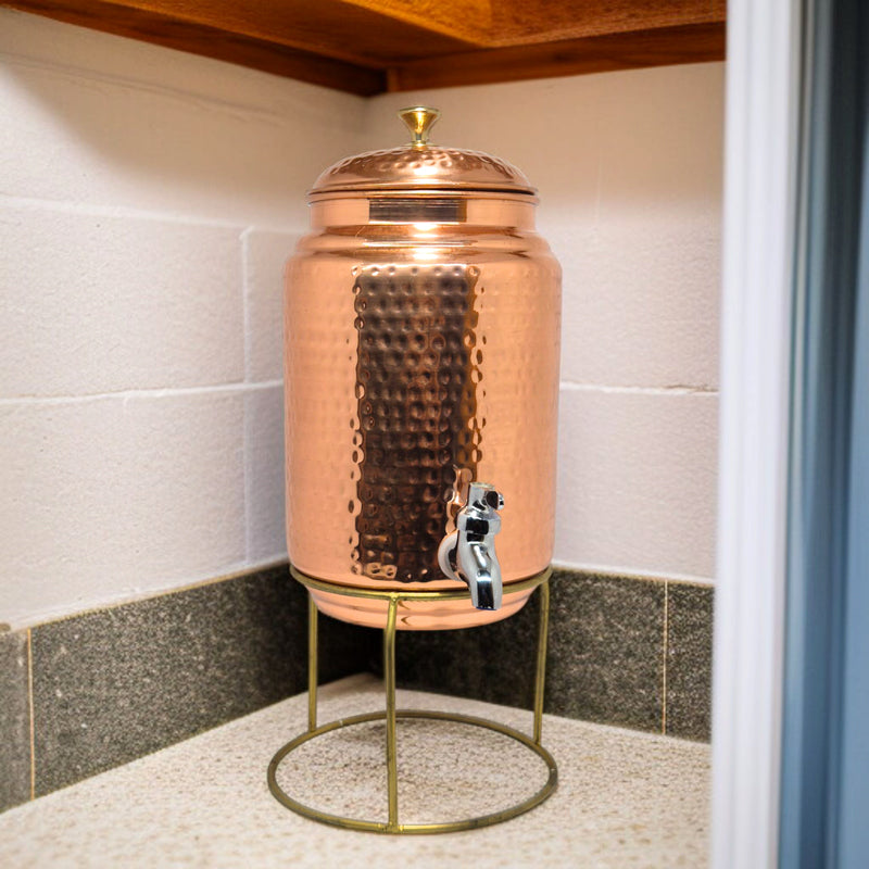 Cuva Copper Drink Dispenser With Stand (5 L) - Two Piece Set media 4
