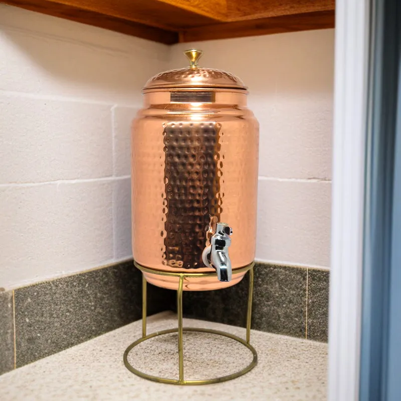 Cuva Copper Drink Dispenser With Stand (5 L) - Two Piece Set media 4
