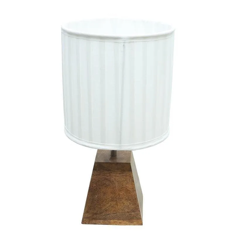 Pyramid Perfection Pleated Fabric Table Lamp - White,Brown media 4