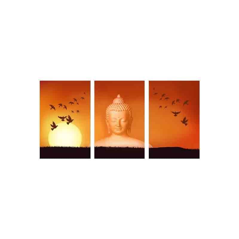 Solitude Buddha Panelled Canvas Wall Art - Three Piece Set media 6