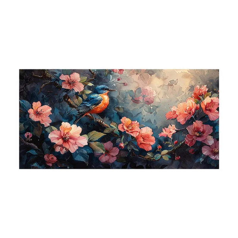 Spirited Floral And Bird Wall Painting media 4