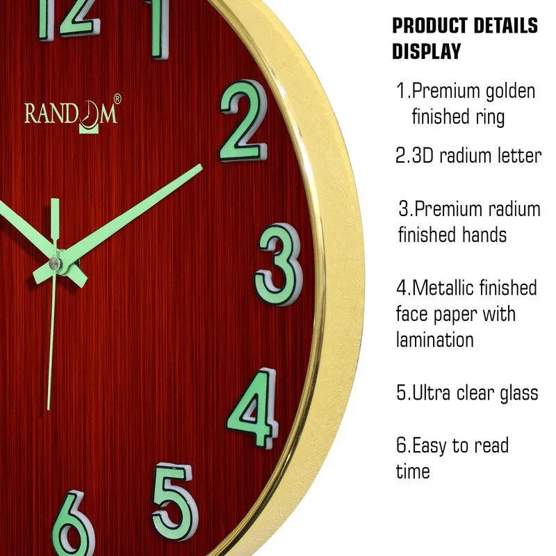 Elvric Round Modern Plastic Wall Clock - Maroon media 6