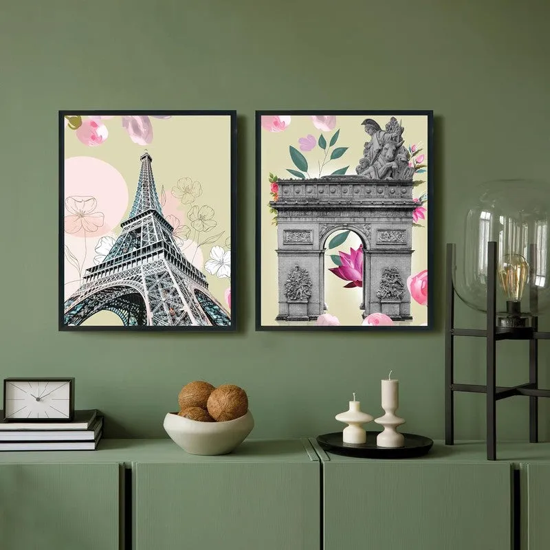 Parisian Dream Paper Wall Painting With MDF Frame - Set Of Two media 4