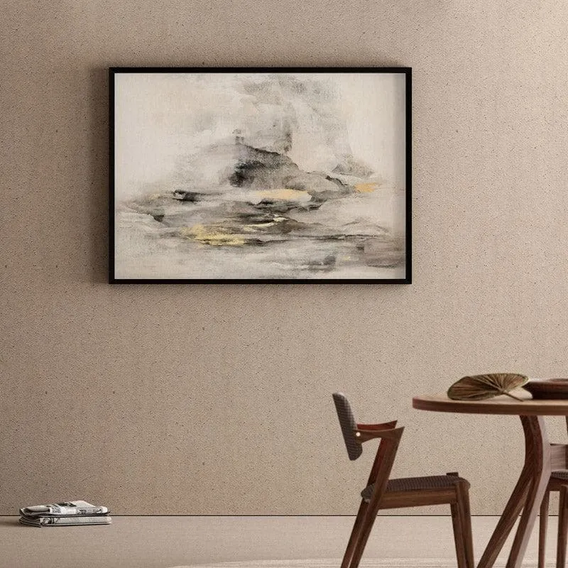 Gold Mist Canvas Wall Painting - Black Frame media 1