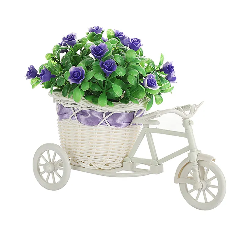 Faux Violet Flower Plant On Mini Cycle Rikshaw media 3