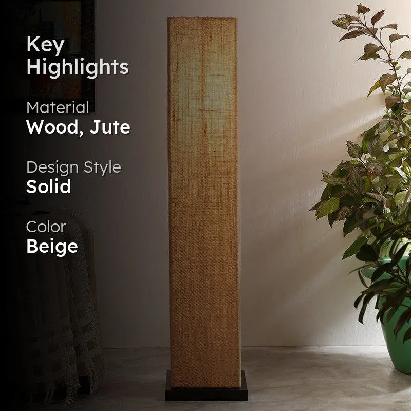 Ruya Wooden Tower Floor Lamp With Jute Shade - Beige media 2