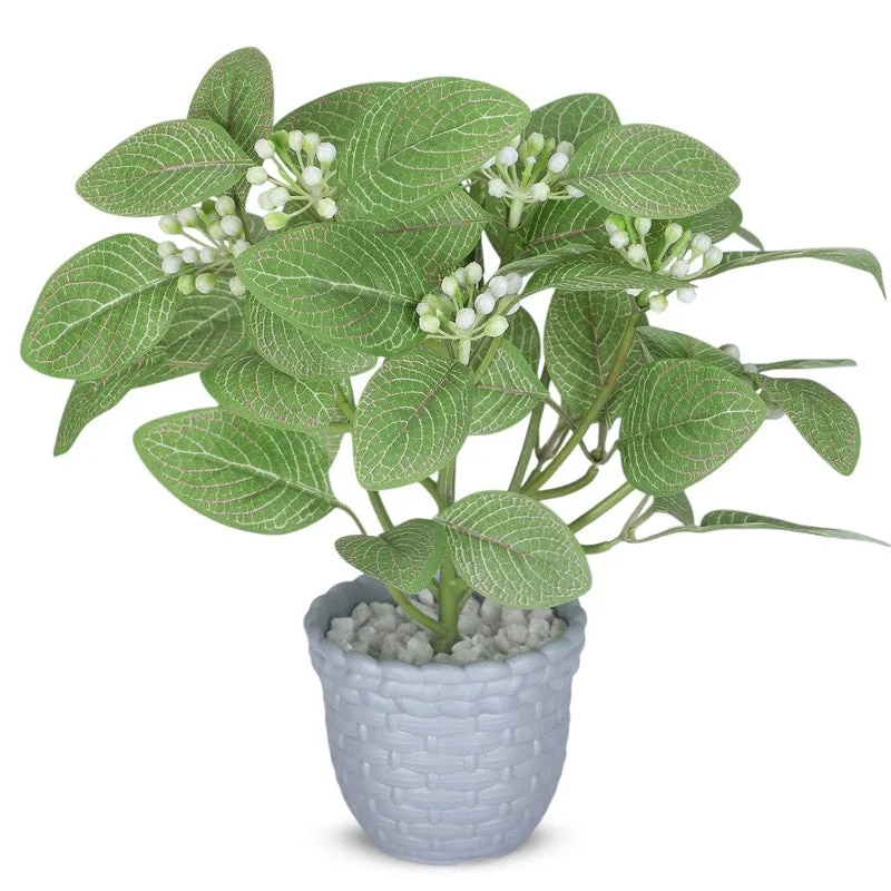Artificial White Buds Plant with Pot media 3
