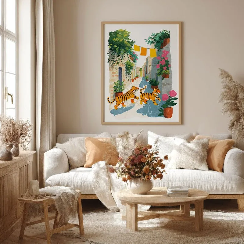 Sunwashed Canvas Wall Painting - Brown Frame media 4